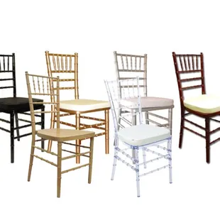 Chiavari Chairs- Gold, Silver, Black, Cream, Natural Wood, Fruit Wood