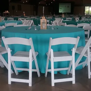 Table, Chairs, linen rentals