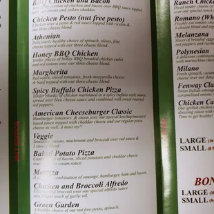 Menu as of 11/17