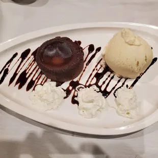 Delicious brownie with ice cream
