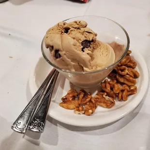 Salted caramel gelato with glazed pecans