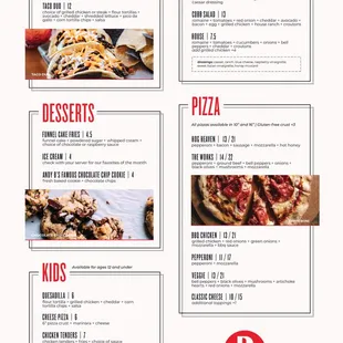 Andy B&apos;s Menu Back (Updated January 2021)