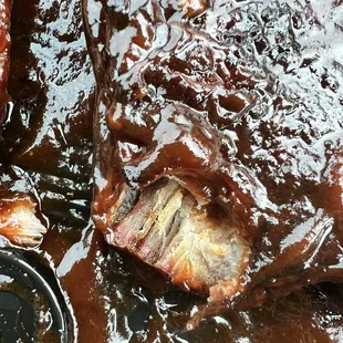 You can see how dried out this rib meat is. I just wasted $40 on lunch