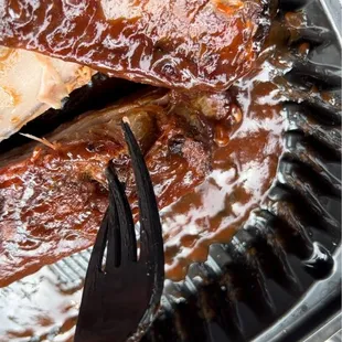 Ribs are not tender. My fork is twisting.