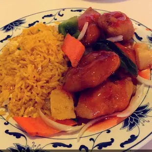 Fried rice tasted like dirty dish water and the shrimp was so heavily coated with batter that it was like eating a sour donut