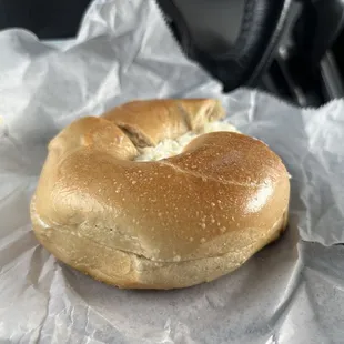 the inside of a bagel