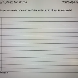 Photo of "rude" invoice sent to me by Nathan H.