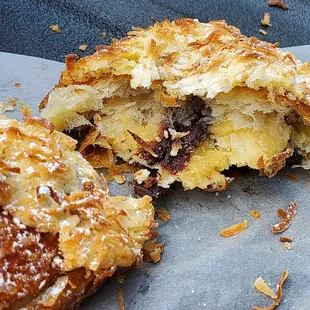 Inside of the almond joy croisant