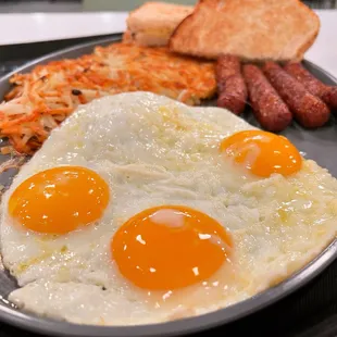 Stand here to rock the microphone My dance busts a record down to the bone  Sausage &amp; Eggs Plate from #AndysBurgers