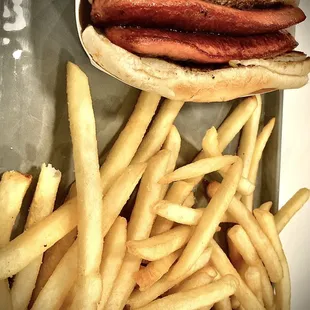 Hot dog and fries! Classic... Twice as much fries as major chains, and they're great!