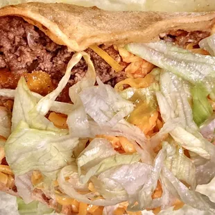 Hard-shell ground beef taco, pretty good.