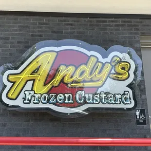 Andy's Frozen Custard sign in neon.
