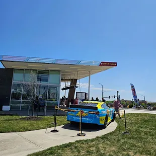 a car parked in front of a building