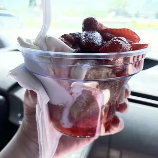 Strawberry Shortcake. Wish they offered smaller sizes, because this is ridiculous. Delicious, but ridiculous!