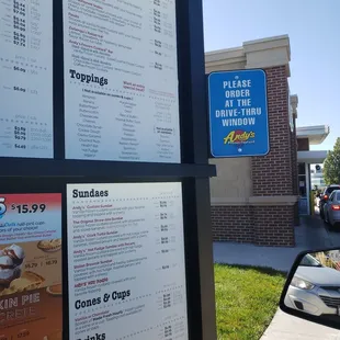 a menu for the restaurant