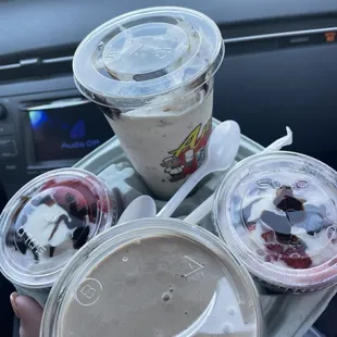 Jackhammer, Chocolate Malt, &amp; 2 kid size sundaes