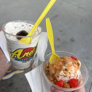 Byo sundae butterfinger and a jackhammer!! peanut butter, hot fudge and brownie