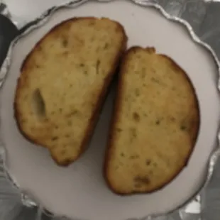 two slices of bread on a plate