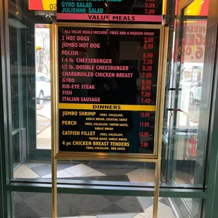 a menu in a window