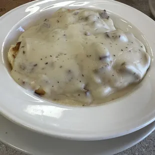 Delicious half order of biscuits &amp; gravy