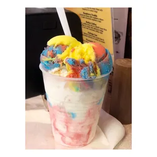 a colorful ice cream sundae
