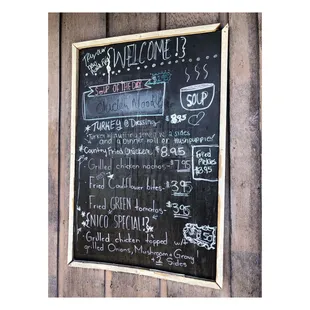 a blackboard with a menu on it