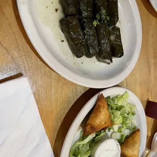 Grape Leaves, Samosas