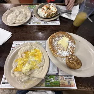 All Meat Skillet, Two Biscuits &amp; Sausage Gravy, Full Stack Pancakes