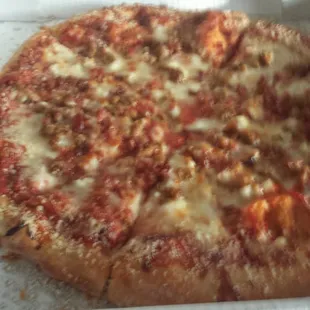 Sausage, bacon with parmesan crust