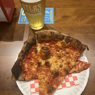 Bullpen Pilsner and Andy's Pizza Cheese Slices