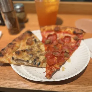 Sausage and Pepperoni Slice and Mushroom and Onion Slice