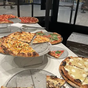 Mushroom and Onion Pie, Buffalo Crispy Chicken Pie, Pepperoni Special (House Favorite) Pie, White Pie, Pepperoni Pie