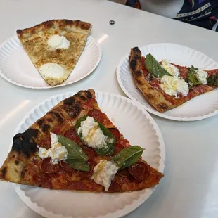 three slices of pizza