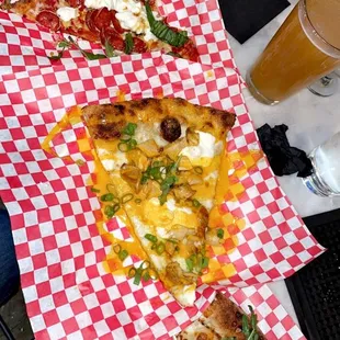 From top to bottom:  - Pepperoni Special - Buffalo Chicken - Prosciutto