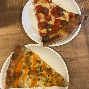 Buffalo Chicken and Carnivore slices