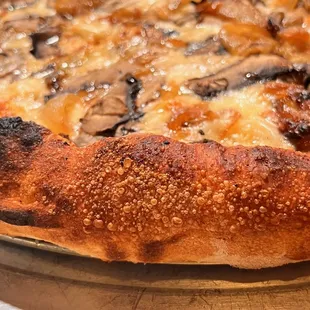 a closeup of a pizza