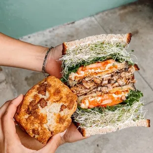 Eggplant Melt Sandwich and cinnamon chip scone