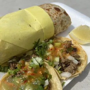 Burrito and two tacos