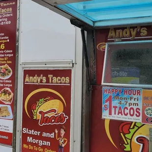 Menu &amp; $1 Tacos Happy Hour 4-7pm