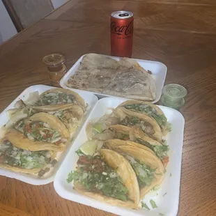 Tacos and quesadilla