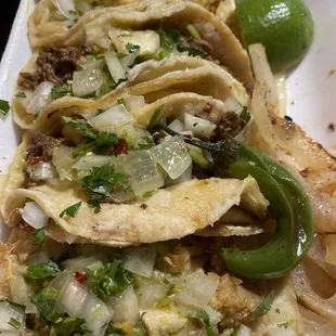 Tacos: Asada, Chicken, and carnitas