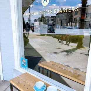 Cappuccino and latte cups and saucer