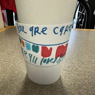 Student made coffee holders were a wonderful touch