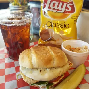 a sandwich and a pickle