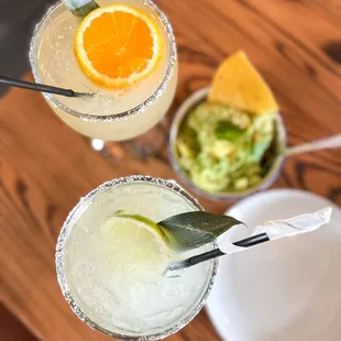 two margaritas on a table