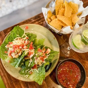 Shrimp Lettuce Wrap Tacos &amp; Topo Chico