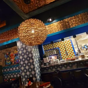 Tin copper tile ceiling inside.