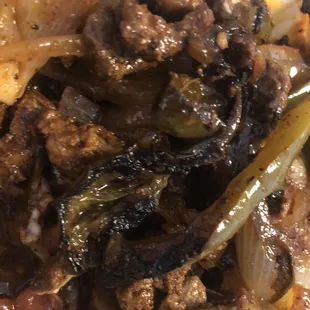 Too many burnt veggies and meat, in the entree. This is my first time having this issue. :-/