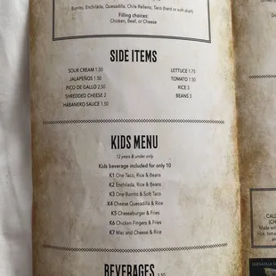 menu