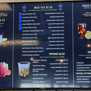 Menu as of 10/19/21